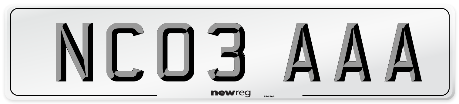 NC03 AAA Number Plate from New Reg